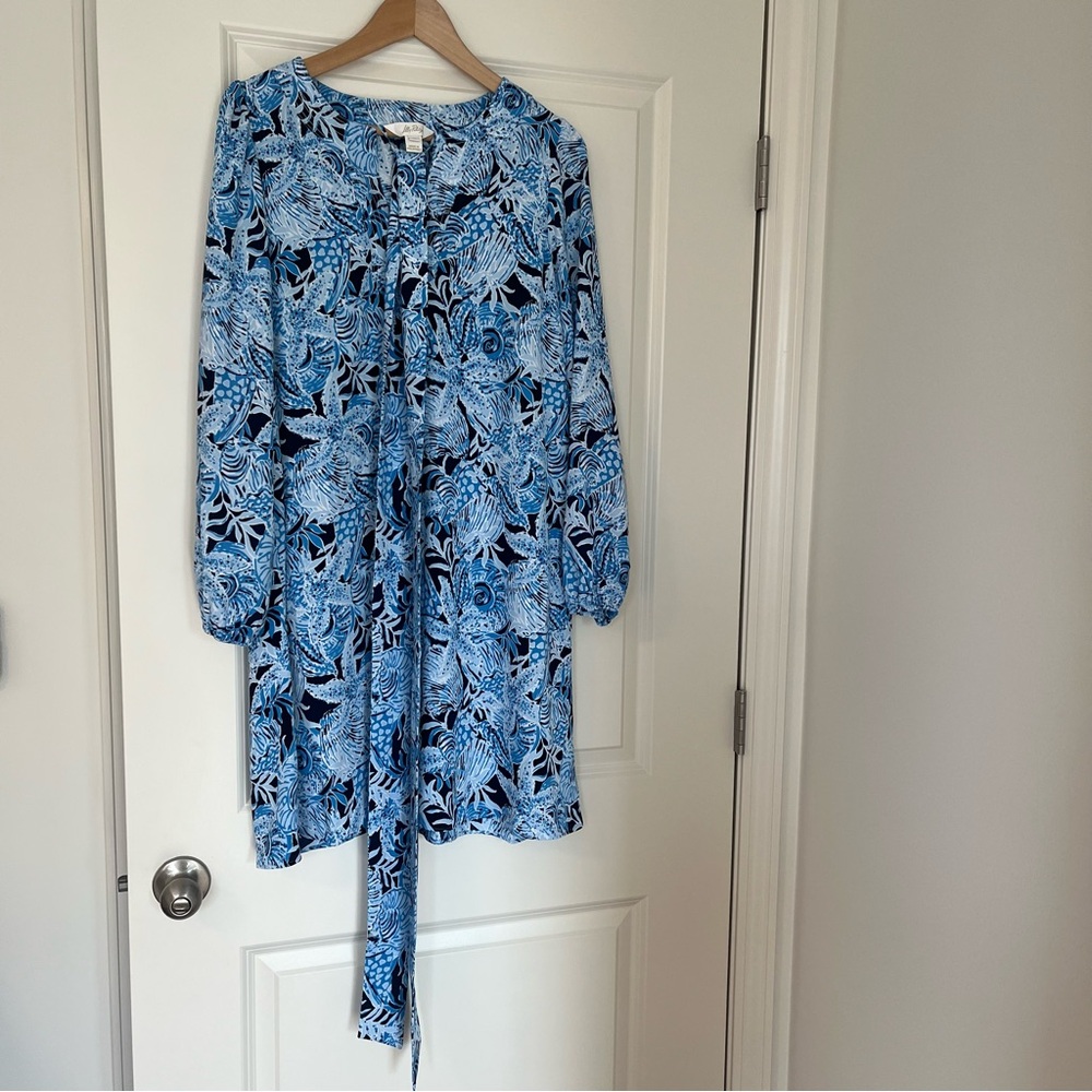 Lily Pulitzer Olivine Undersea Print Long Sleeve A-Line Dress